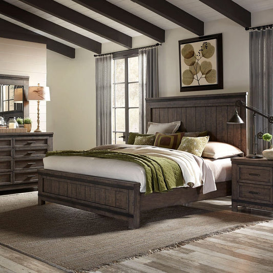 Liberty Furniture - Thornwood Hills - King California Panel Bed, Dresser & Mirror, Night Stand in Brown - 759-BR-CPBDMN view 1