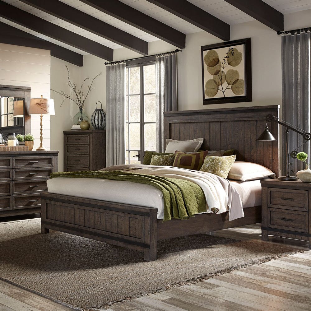Liberty Furniture - Thornwood Hills - King Panel Bed, Dresser & Mirror, Chest, Night Stand in Brown - 759-BR-KPBDMCN view 1