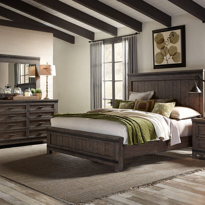Liberty Furniture - Thornwood Hills - King Panel Bed, Dresser & Mirror in Brown - 759-BR-KPBDM view 1