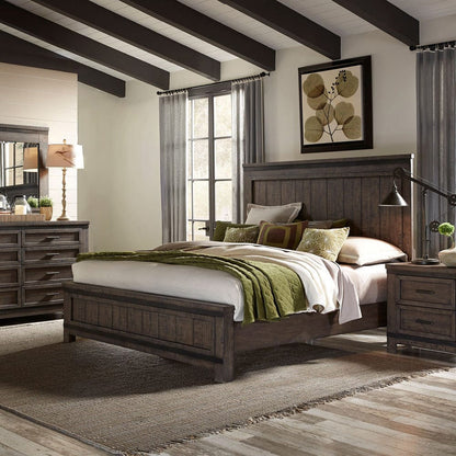 Liberty Furniture - Thornwood Hills - King Panel Bed, Dresser & Mirror, Night Stand in Brown - 759-BR-KPBDMN view 1