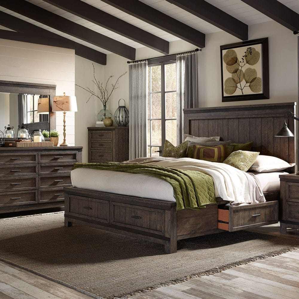 Liberty Furniture - Thornwood Hills - King Two Sided Storage Bed, Dresser & Mirror, Chest in Brown - 759-BR-K2SDMC view 1