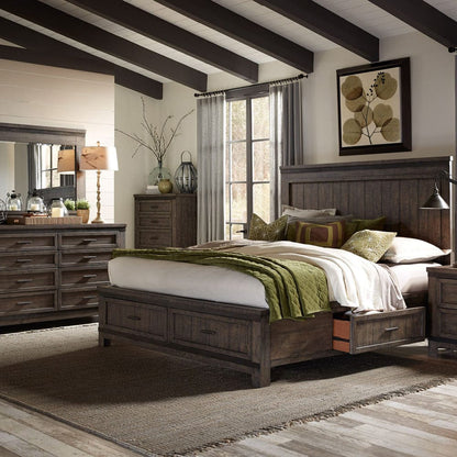 Liberty Furniture - Thornwood Hills - King Two Sided Storage Bed, Dresser & Mirror, Chest in Brown - 759-BR-K2SDMC view 1