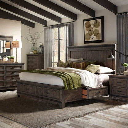 Liberty Furniture - Thornwood Hills - King Two Sided Storage Bed, Dresser & Mirror, Chest, Night Stand in Brown - 759-BR-K2SDMCN view 1