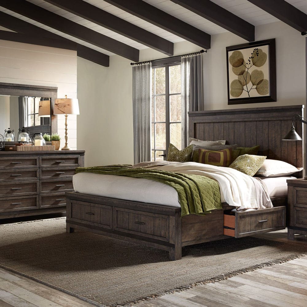 Liberty Furniture - Thornwood Hills - King Two Sided Storage Bed, Dresser & Mirror in Brown - 759-BR-K2SDM view 1
