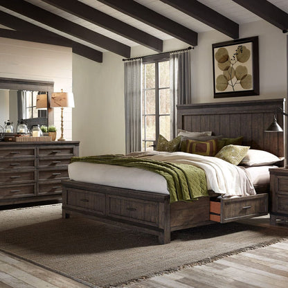 Liberty Furniture - Thornwood Hills - King Two Sided Storage Bed, Dresser & Mirror in Brown - 759-BR-K2SDM view 1