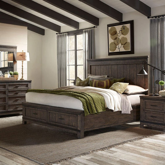 Liberty Furniture - Thornwood Hills - King Two Sided Storage Bed, Dresser & Mirror, Night Stand in Brown - 759-BR-K2SDMN view 1
