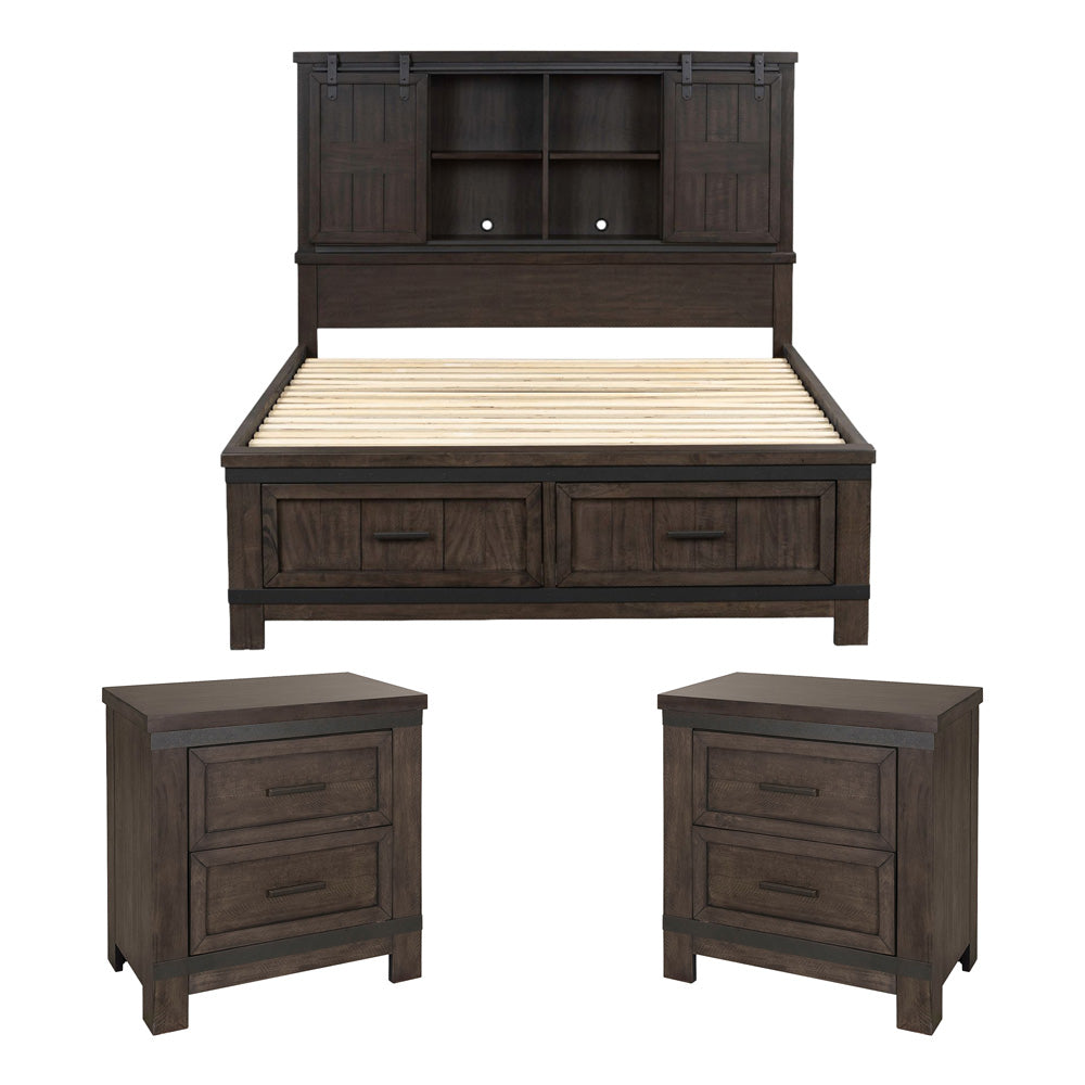 Liberty Furniture - Thornwood Hills Queen Bookcase Bed, 2 Night Stands - 759-BR-QBB2NS view 1