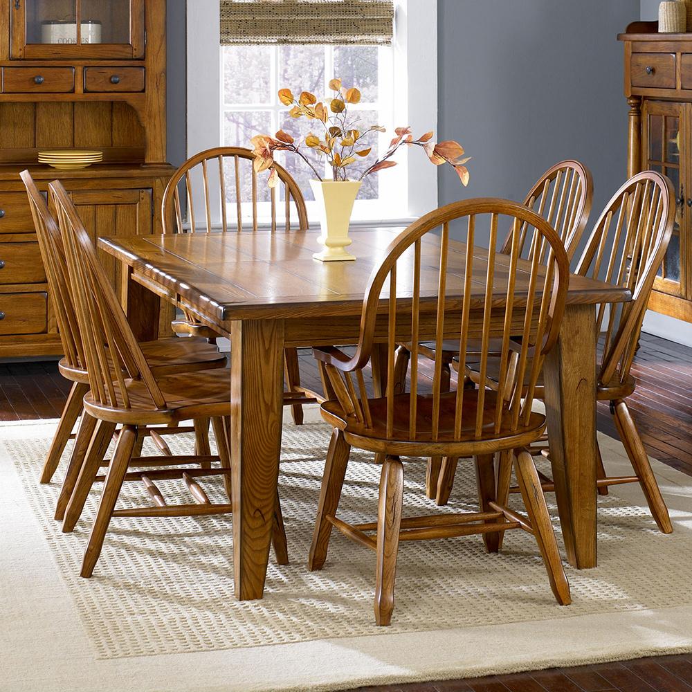Liberty Furniture - Treasures 7 Piece Set  in Rustic Oak & Black - 17-DR-7PCS veiw 1