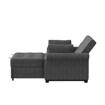 Serta - Hailey Convertible Sofa, Queen Size, Grey by Lifestyle Solutions - SA-HPTSA3TM3011 veiw 3