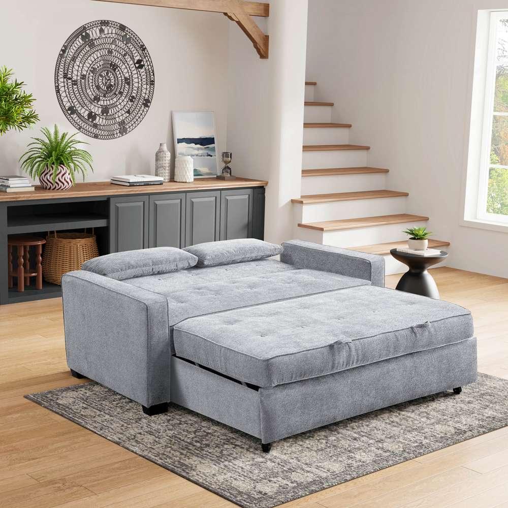 Serta - Gentry Convertible Sofa, Full Size, Light Grey by Lifestyle Solutions - SAAGSFS2BU3143 veiw 3