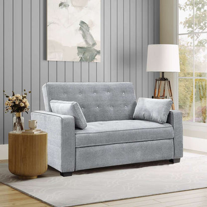 Serta - Gentry Convertible Sofa, Queen Size, Light Grey by Lifestyle Solutions - SAAGSQS3BU3143 veiw 1