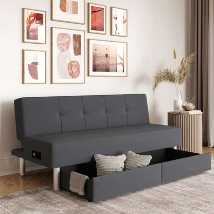 Lifestyle Solutions - Serta Wilson Convertible Storage Futon with Power Outlet and USB Port, Charcoal - SCWDSLU2012 veiw 5