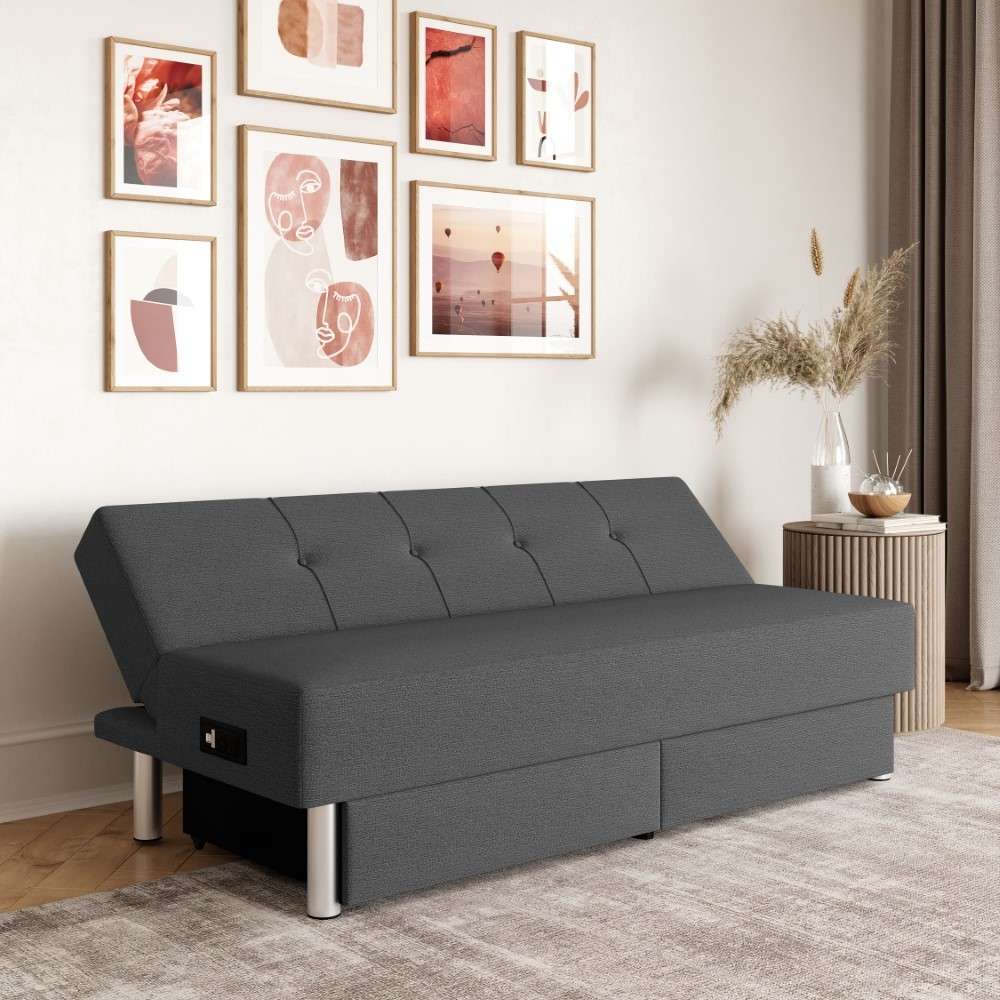 Lifestyle Solutions - Serta Wilson Convertible Storage Futon with Power Outlet and USB Port, Charcoal - SCWDSLU2012 veiw 7