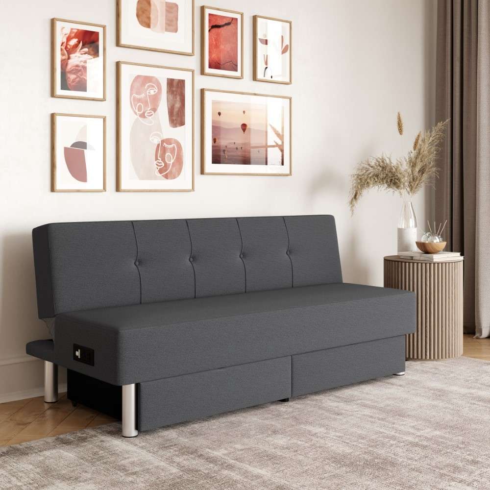 Lifestyle Solutions - Serta Wilson Convertible Storage Futon with Power Outlet and USB Port, Charcoal - SCWDSLU2012 veiw 9