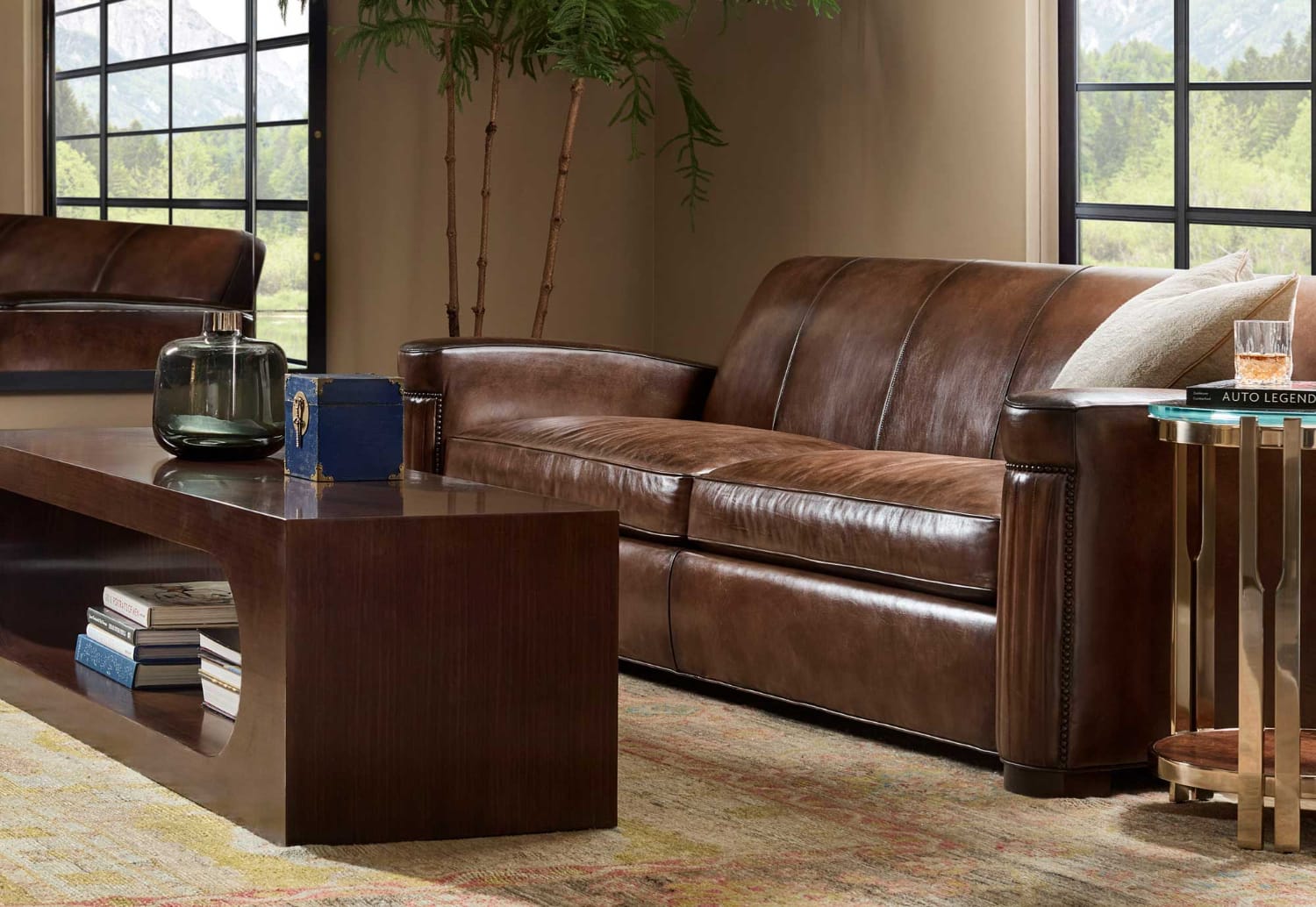 Lillian August - Jacques Mid Sofa in Tan-Leather - LL4119M-Tan-Leather view 2