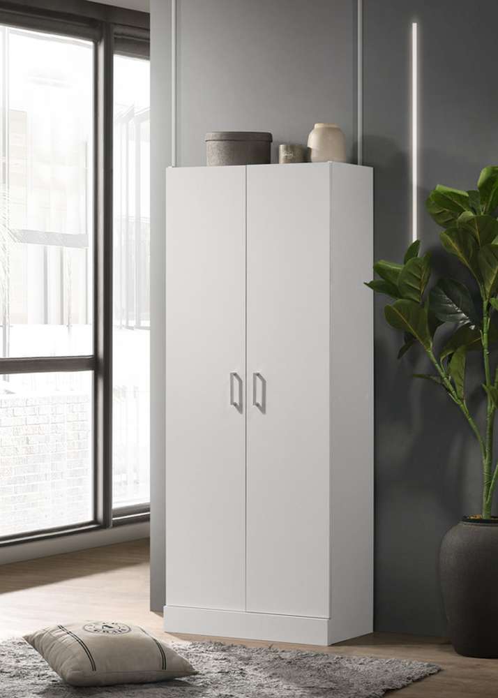 Lilola Home Alara White 60in Height Simplistic Modern Double Door Storage Cabinet - 96000 veiw 1