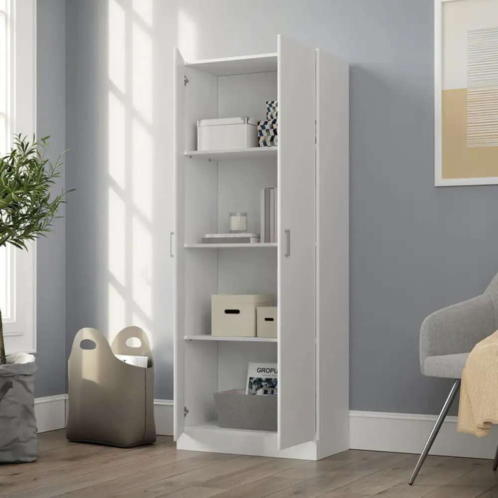 Lilola Home Alara White 60in Height Simplistic Modern Double Door Storage Cabinet - 96000 veiw 3