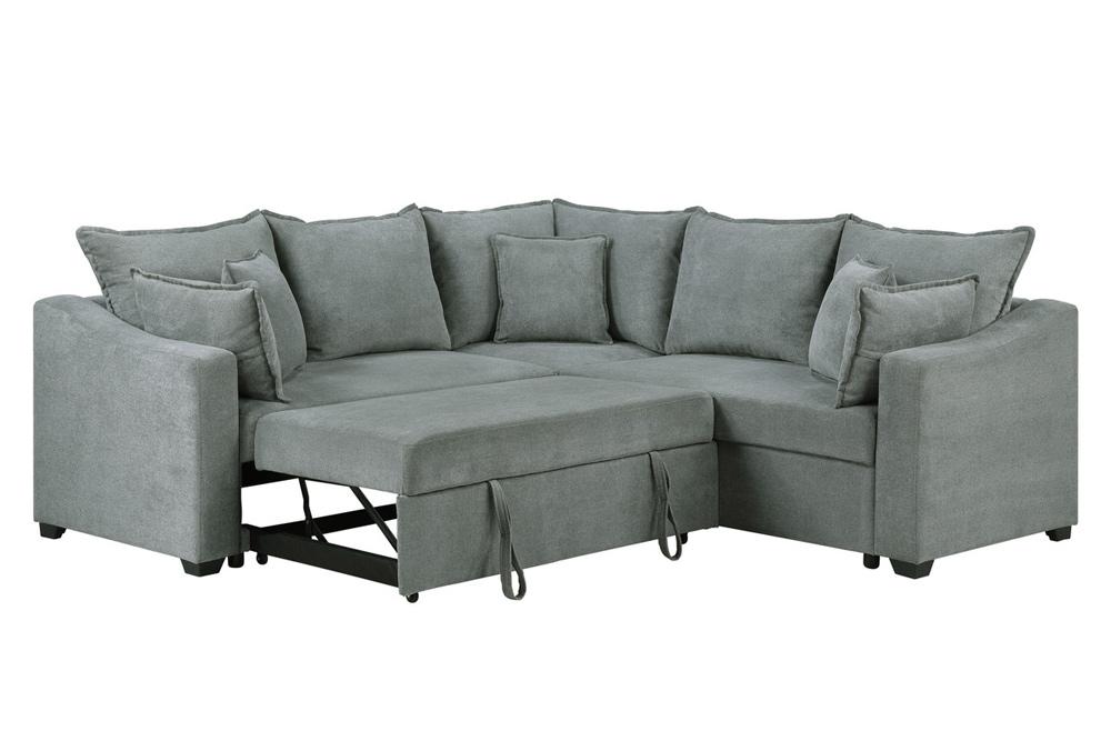 Lilola Home - Allen 92inW Gray Woven Fabric Sleeper Sectional Sofa with Throw Pillows - 81452 veiw 1