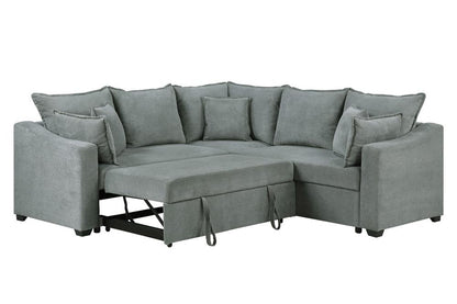 Lilola Home - Allen 92inW Gray Woven Fabric Sleeper Sectional Sofa with Throw Pillows - 81452 veiw 1