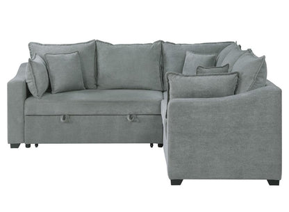 Lilola Home - Allen 92inW Gray Woven Fabric Sleeper Sectional Sofa with Throw Pillows - 81452 veiw 5