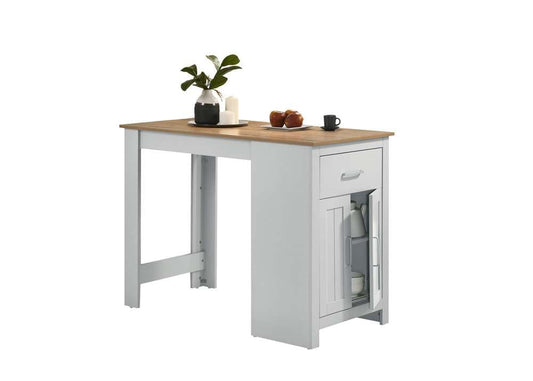 Lilola Home - Alonzo 47inW Oak and White Small Space Counter Height Dining Table with Cabinet and Drawer Storage - 30501 veiw 1