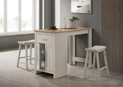 Lilola Home - Alonzo Light Gray Small Space Counter Height Dining Table with Cabinet, Drawer, and 2 Ergonomic Counter Stools - 30500-SET veiw 1