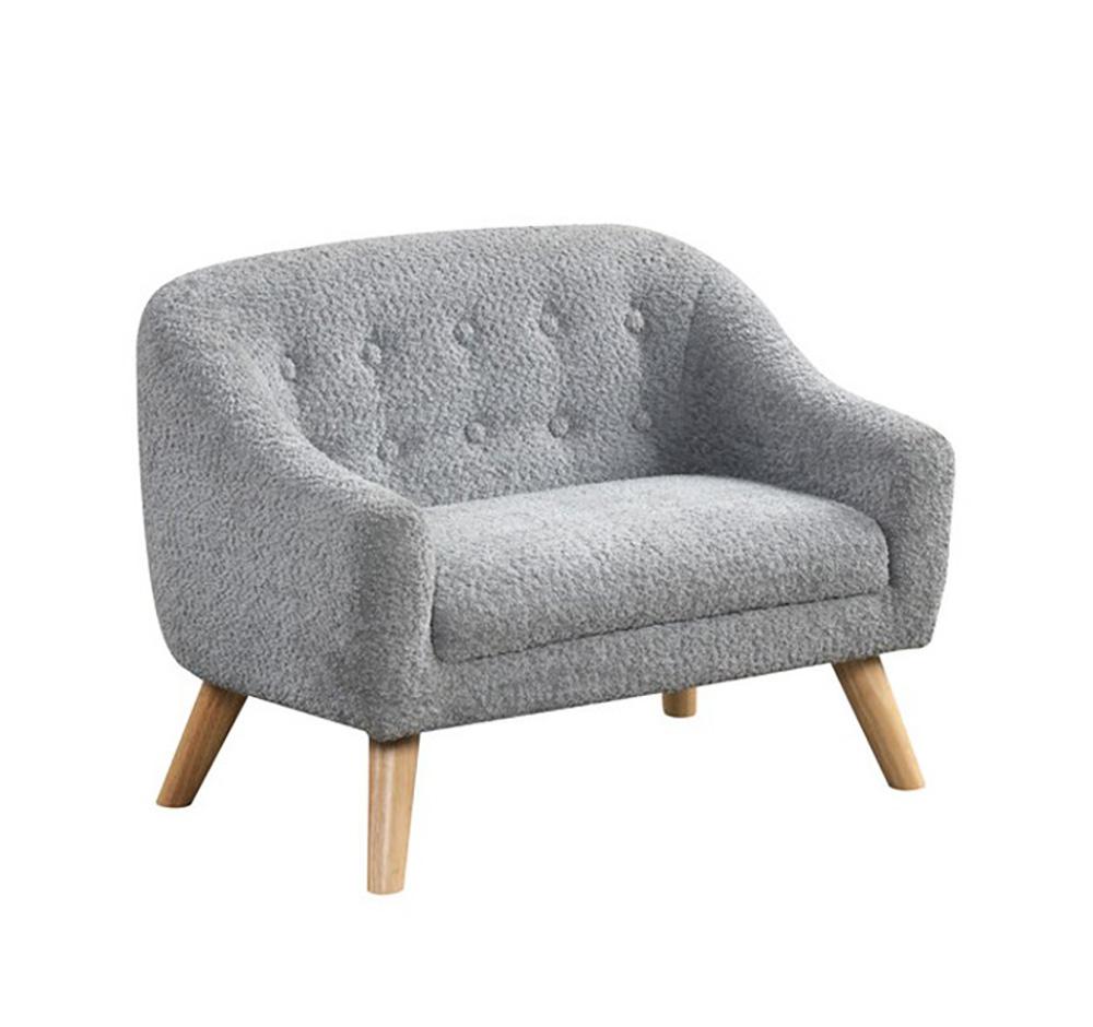 Lilola Home - Amelia 28inW Gray Chenille Kids Sofa with Tufted Back and Wooden Legs-88832 veiw 1