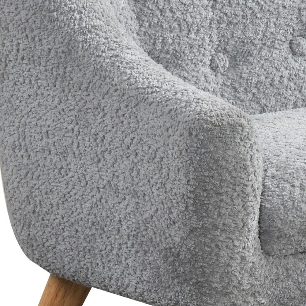 Lilola Home - Amelia 28inW Gray Chenille Kids Sofa with Tufted Back and Wooden Legs-88832 veiw 2