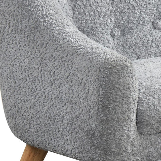 Lilola Home - Amelia 28inW Gray Chenille Kids Sofa with Tufted Back and Wooden Legs-88832 veiw 2