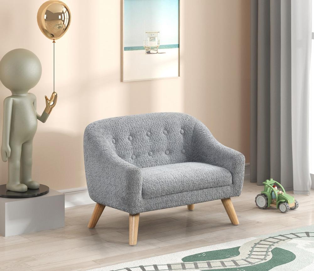 Lilola Home - Amelia 28inW Gray Chenille Kids Sofa with Tufted Back and Wooden Legs-88832 veiw 5