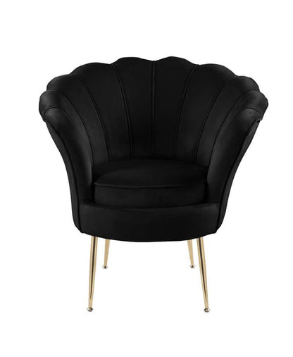 Lilola Home - Angelina Black Velvet Scalloped Back Barrel Accent Chair with Metal Legs - 88881 veiw 3