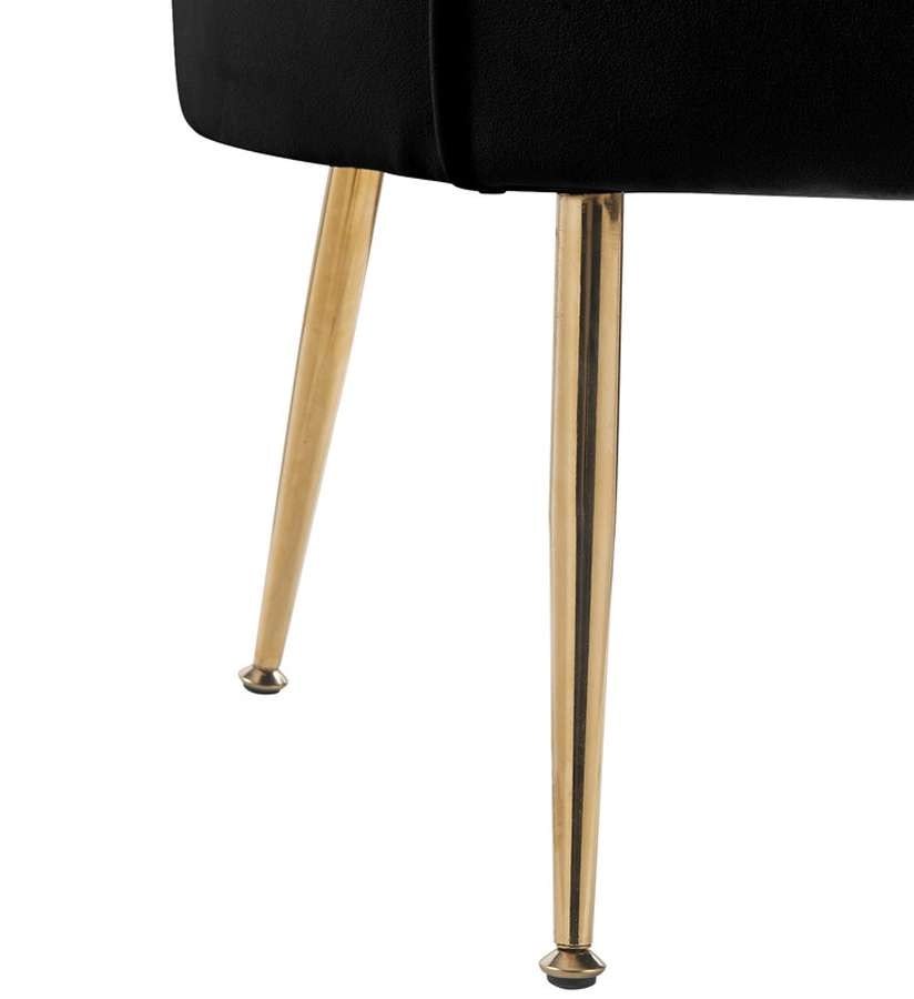 Lilola Home - Angelina Black Velvet Scalloped Back Barrel Accent Chair with Metal Legs - 88881 veiw 5