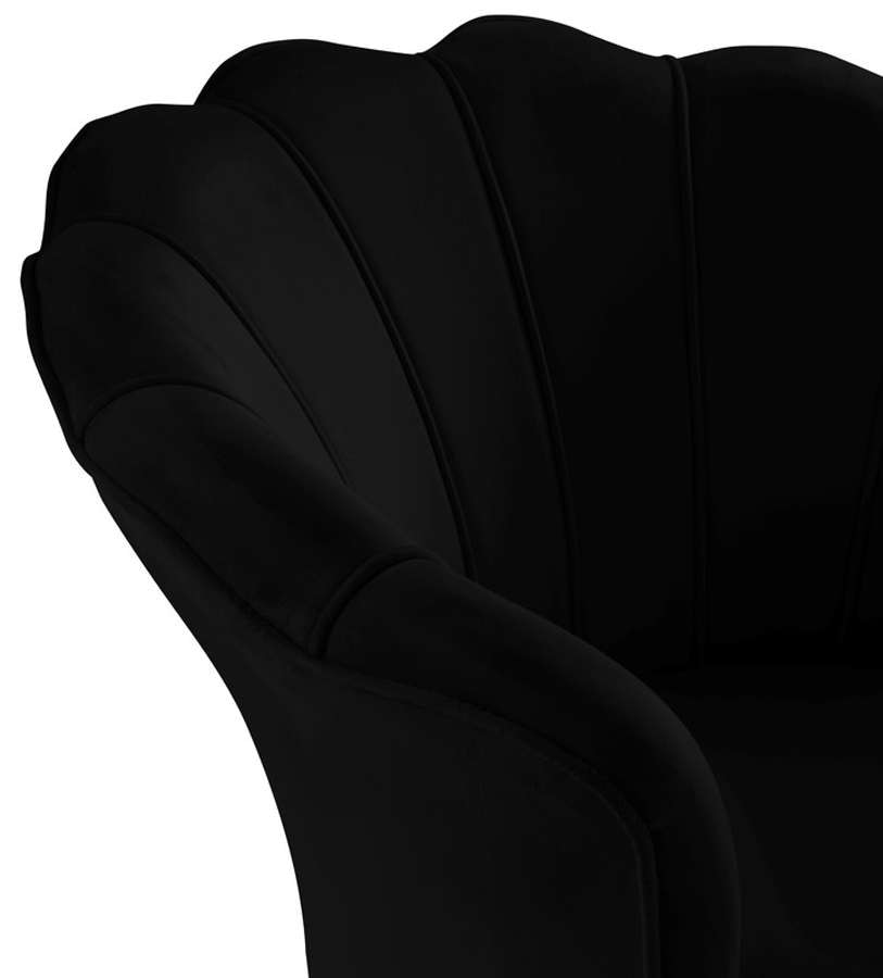 Lilola Home - Angelina Black Velvet Scalloped Back Barrel Accent Chair with Metal Legs - 88881 veiw 6