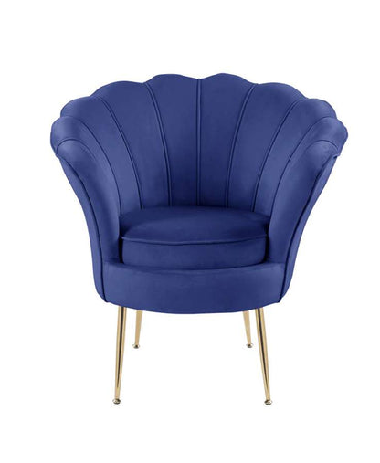Lilola Home - Angelina Blue Velvet Scalloped Back Barrel Accent Chair with Metal Legs - 88880BE veiw 3