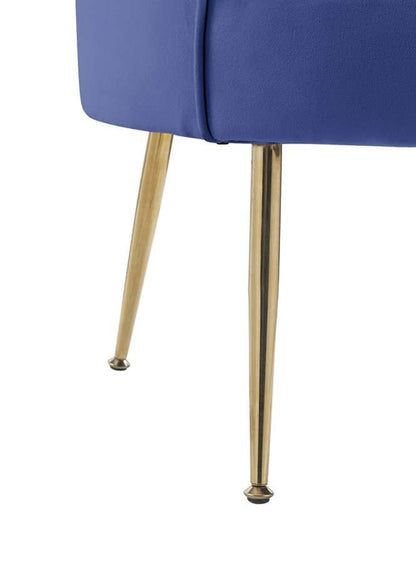 Lilola Home - Angelina Blue Velvet Scalloped Back Barrel Accent Chair with Metal Legs - 88880BE veiw 5