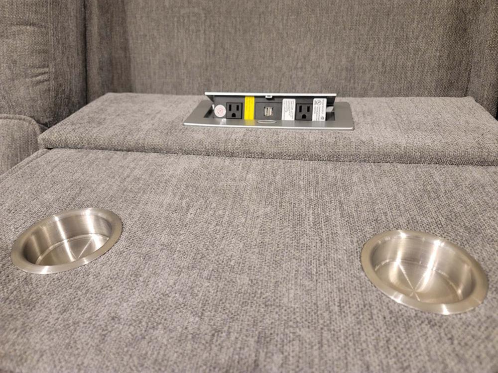 Lilola Home - Anthony 114in Wide Light Gray Chenille Fabric Power Reclining Sectional with Power Headrest, Charging Ports, Storage, and Cupholders-81610 veiw 3