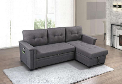 Lilola Home - Ashlyn Dark Gray Reversible Sleeper Sectional Sofa with Storage Chaise, USB Charging Ports and Pocket - 81382 veiw 2