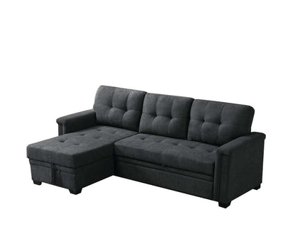 Lilola Home - Ashlyn Dark Gray Woven Fabric Sleeper Sectional Sofa Chaise with USB Charger and Tablet Pocket - 81384 veiw 1