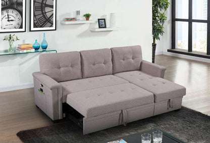 Lilola Home - Ashlyn Light Gray Reversible Sleeper Sectional Sofa with Storage Chaise, USB Charging Ports and Pocket - 81380 veiw 3