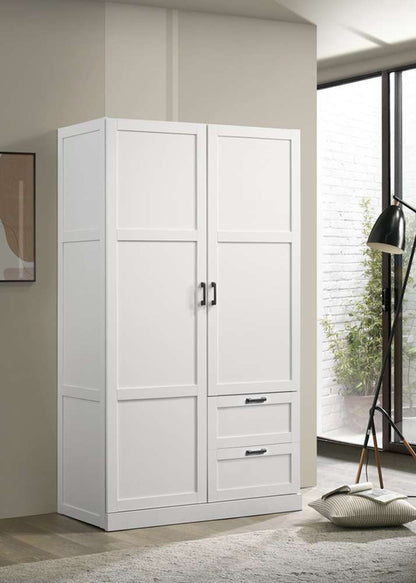 Lilola Home - Aubree White Wardrobe Cabinet Armoire with 2 Drawers and Hanging Rod - 96004 veiw 1