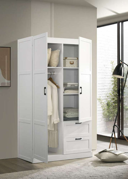 Lilola Home - Aubree White Wardrobe Cabinet Armoire with 2 Drawers and Hanging Rod - 96004 veiw 3