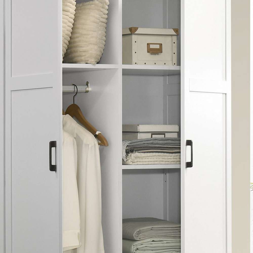 Lilola Home - Aubree White Wardrobe Cabinet Armoire with 2 Drawers and Hanging Rod - 96004 veiw 4