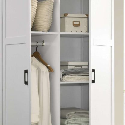 Lilola Home - Aubree White Wardrobe Cabinet Armoire with 2 Drawers and Hanging Rod - 96004 veiw 4