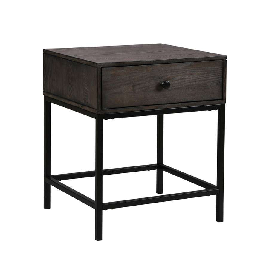Lilola Home - Ava Espresso MDF End Table with Charging Ports and Metal Base - 98001 veiw 1