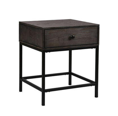 Lilola Home - Ava Espresso MDF End Table with Charging Ports and Metal Base - 98001 veiw 1