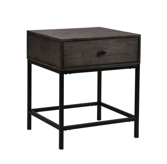 Lilola Home - Ava Espresso MDF End Table with Charging Ports and Metal Base - 98001 veiw 1
