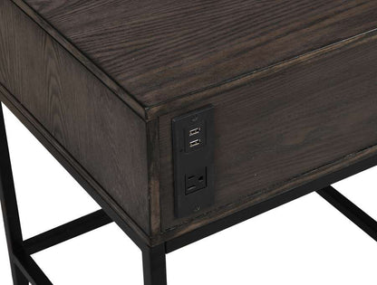 Lilola Home - Ava Espresso MDF End Table with Charging Ports and Metal Base - 98001 veiw 2