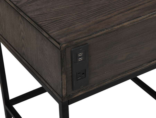 Lilola Home - Ava Espresso MDF End Table with Charging Ports and Metal Base - 98001 veiw 2