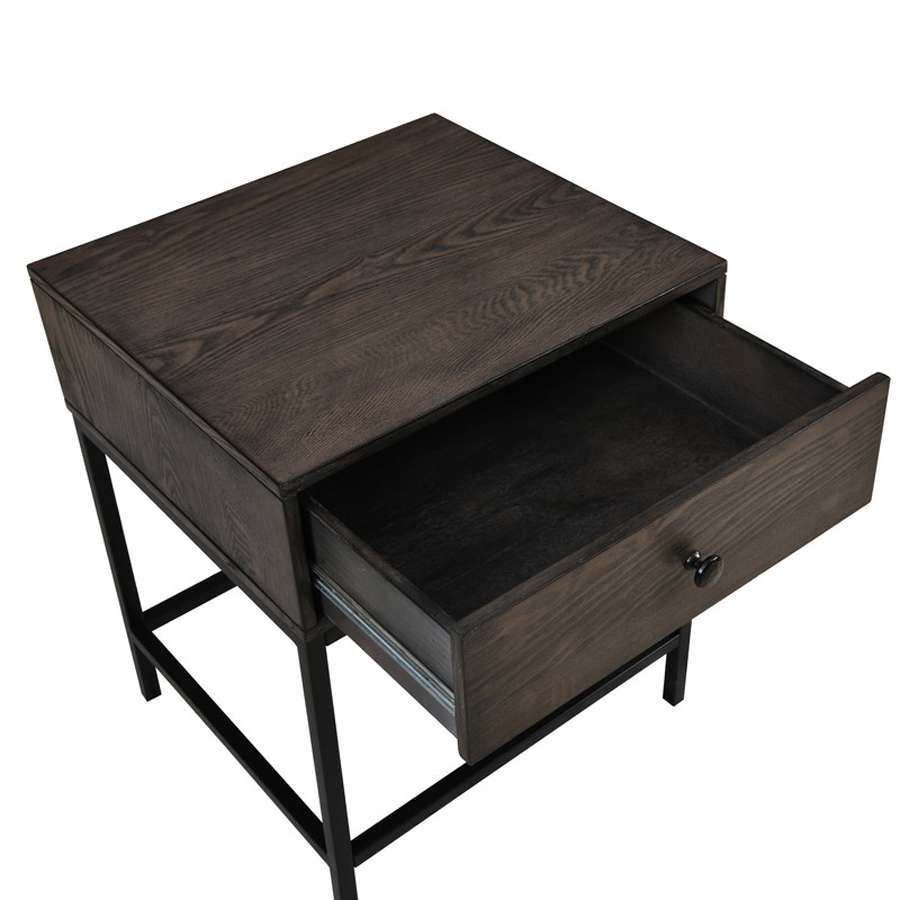Lilola Home - Ava Espresso MDF End Table with Charging Ports and Metal Base - 98001 veiw 3