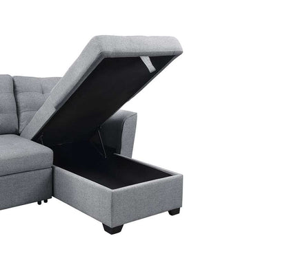 Lilola Home - Avery Light Gray Linen Sleeper Sectional Sofa with Reversible Storage Chaise - 81396 veiw 3